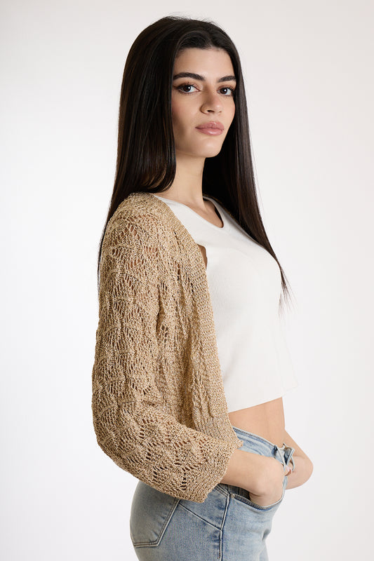 CARDIGAN CORTO LUREX|Colore:Oro