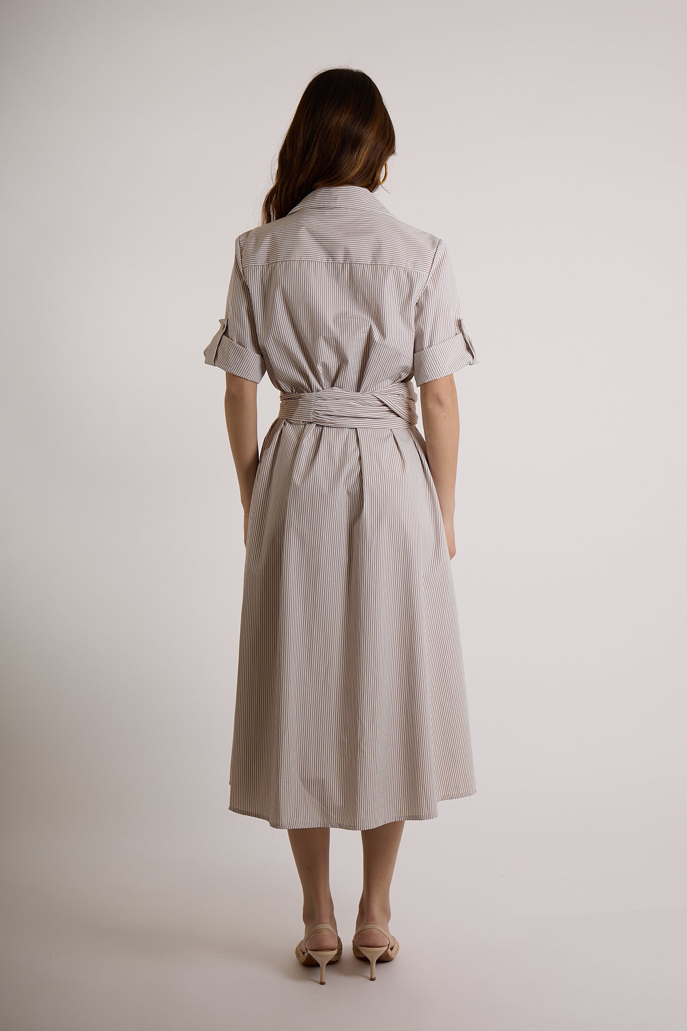 ABITO CON CINTURA IN COTONE|Colore:Sabbia