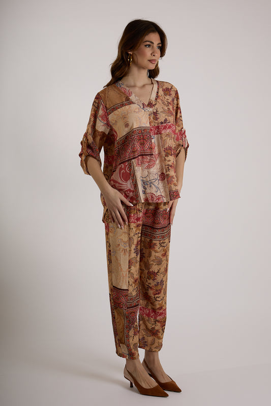 PANTALONE IN FANTASIA|Colore:Sabbia