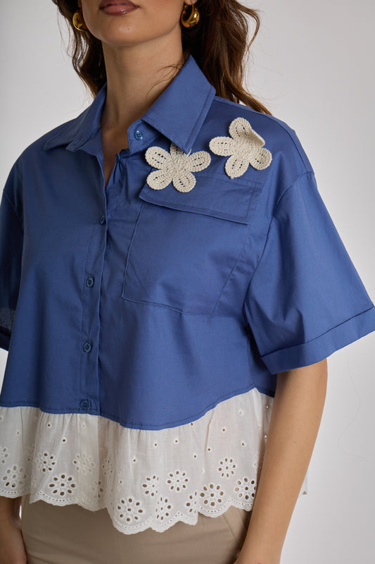CAMICIA CON BALZA BALZA |Colore:Jeans