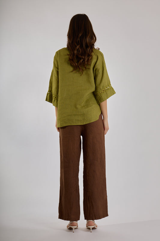 PANTALONE LINO|Colore:Cioccolato