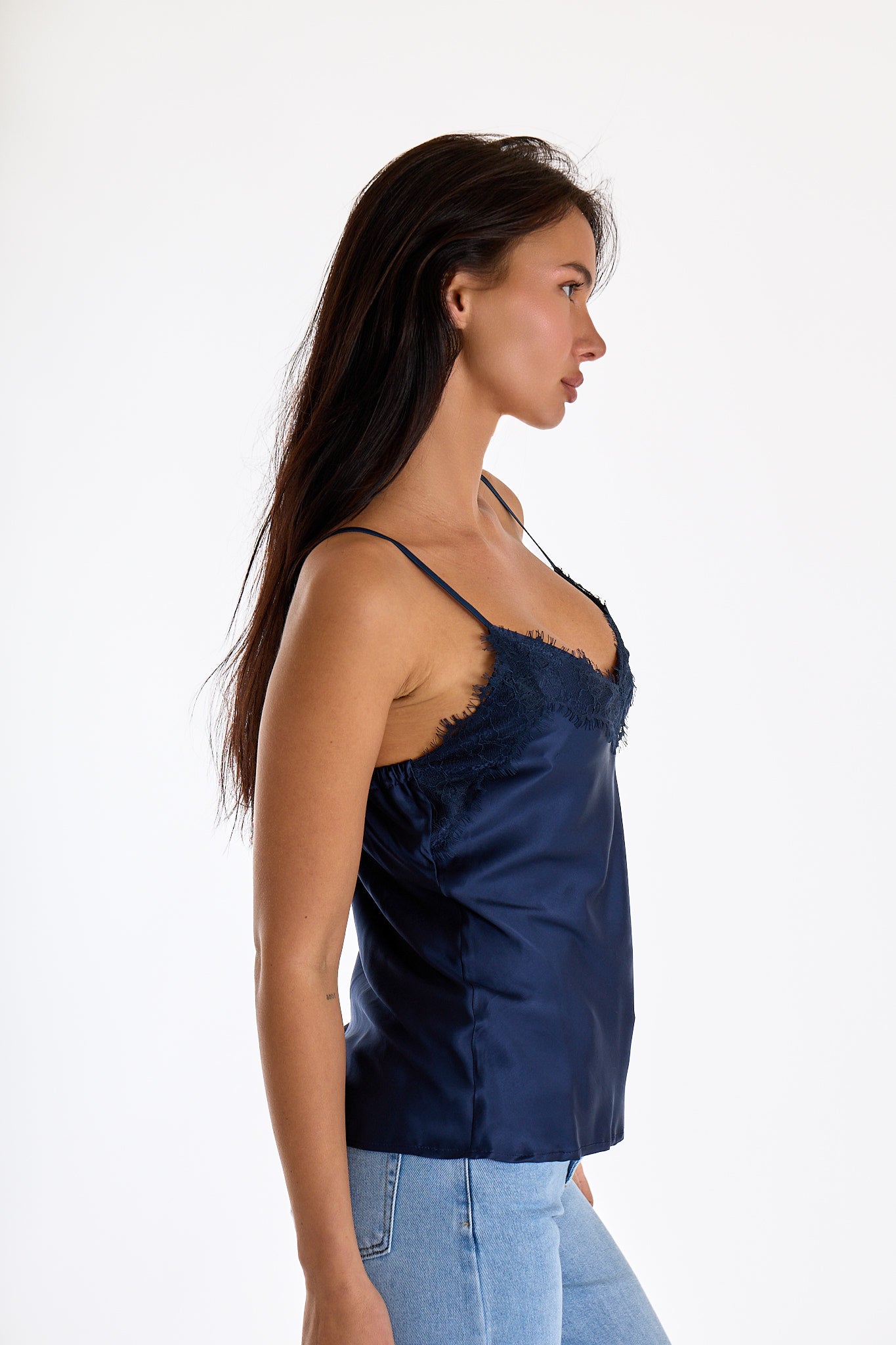 TOP MERLETTO VISCOSA|Colore:Blu