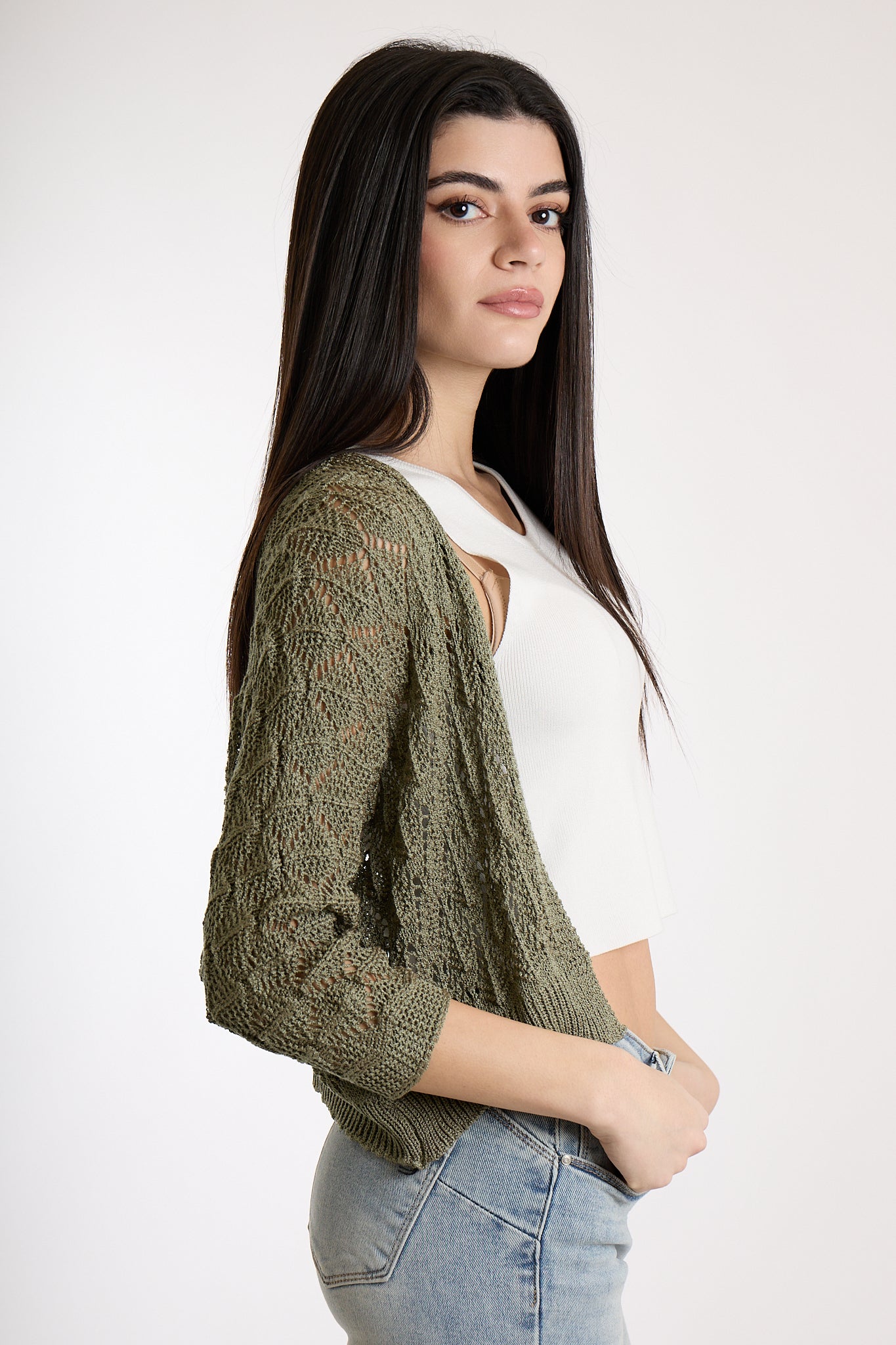 CARDIGAN CORTO|Colore:Militare