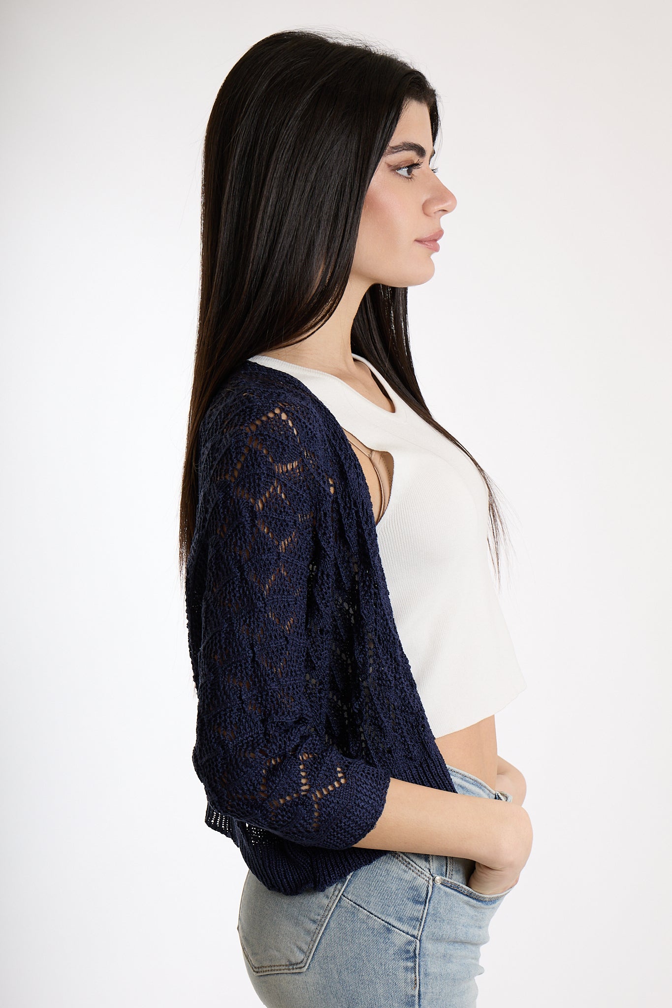 CARDIGAN CORTO|Colore:Blu