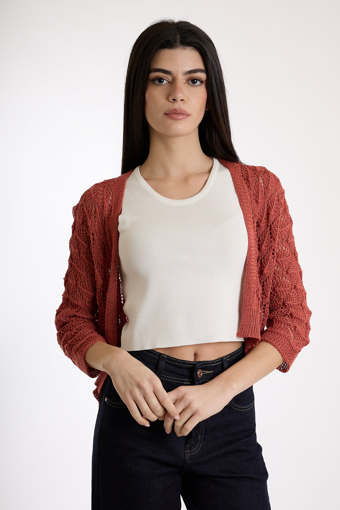CARDIGAN CORTO|Colore:Terracotta