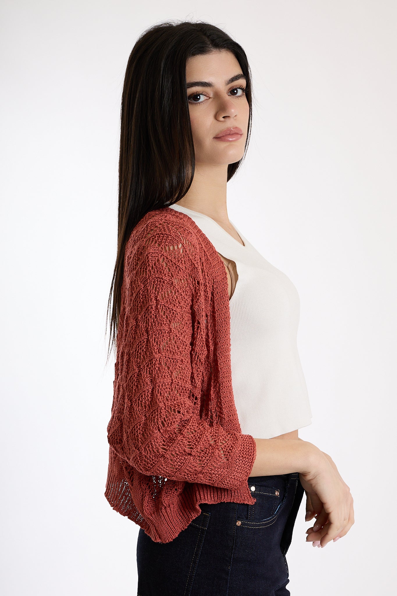CARDIGAN CORTO|Colore:Terracotta