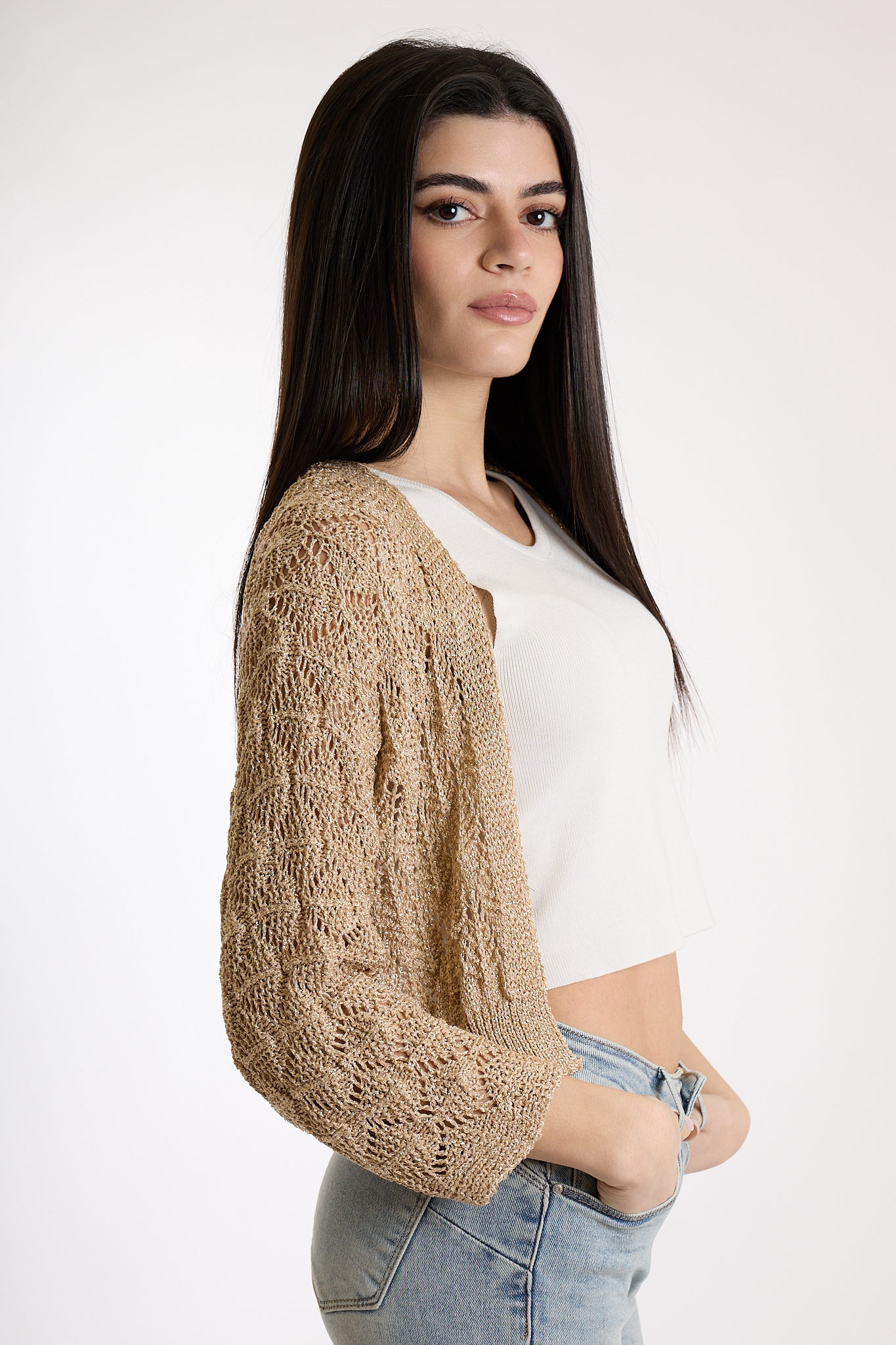 CARDIGAN CORTO LUREX|Colore:Oro