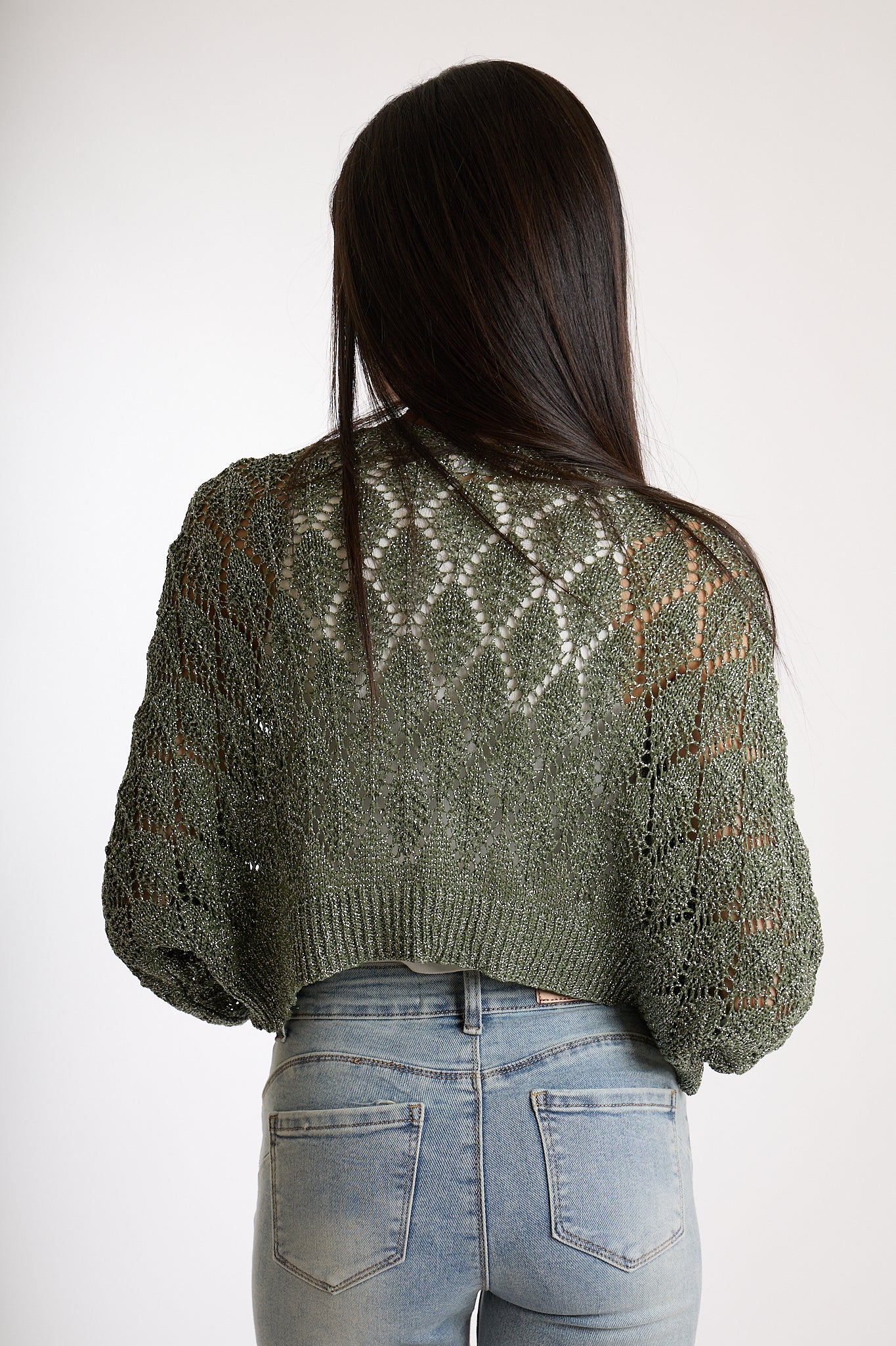 CARDIGAN CORTO LUREX|Colore:Militare