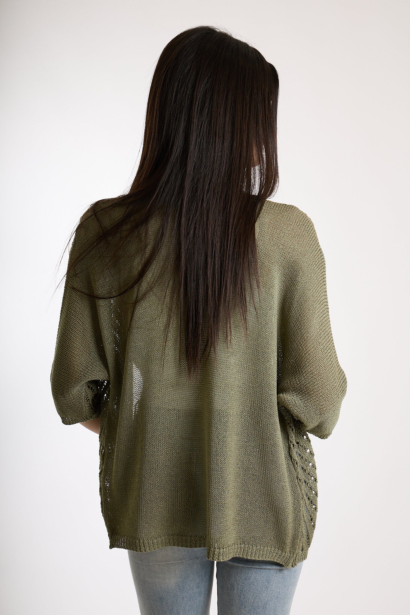 CARDIGAN TRAFORATO|Colore:Militare