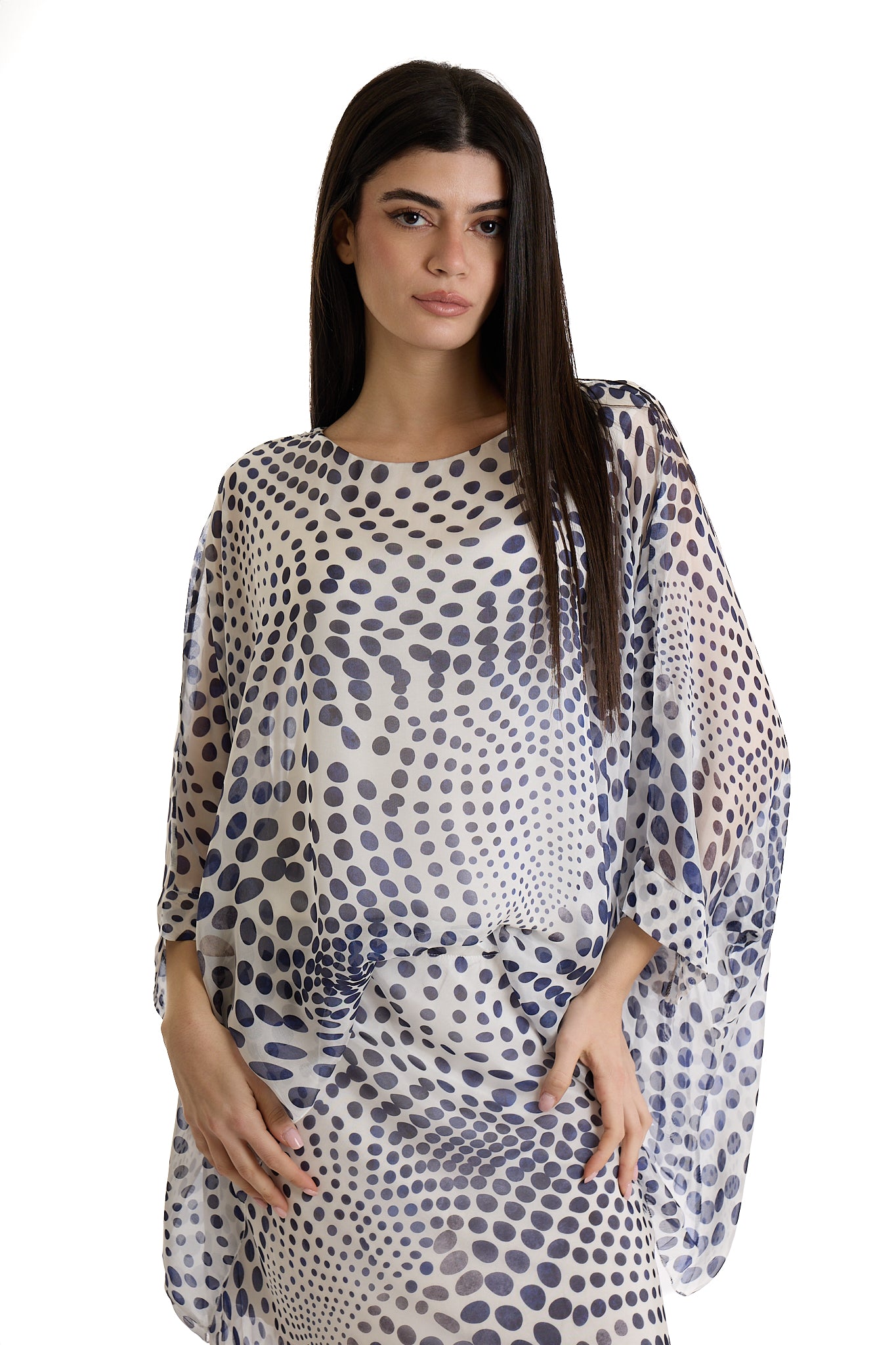 BLUSA FANTASIA SETA|Colore:Blu