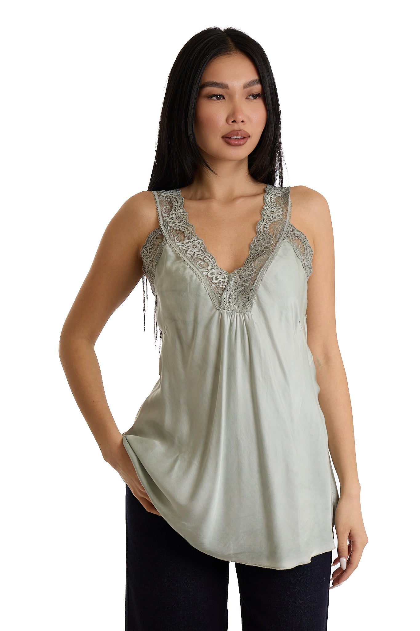 TOP MERLETTO RASO|Colore:Menta