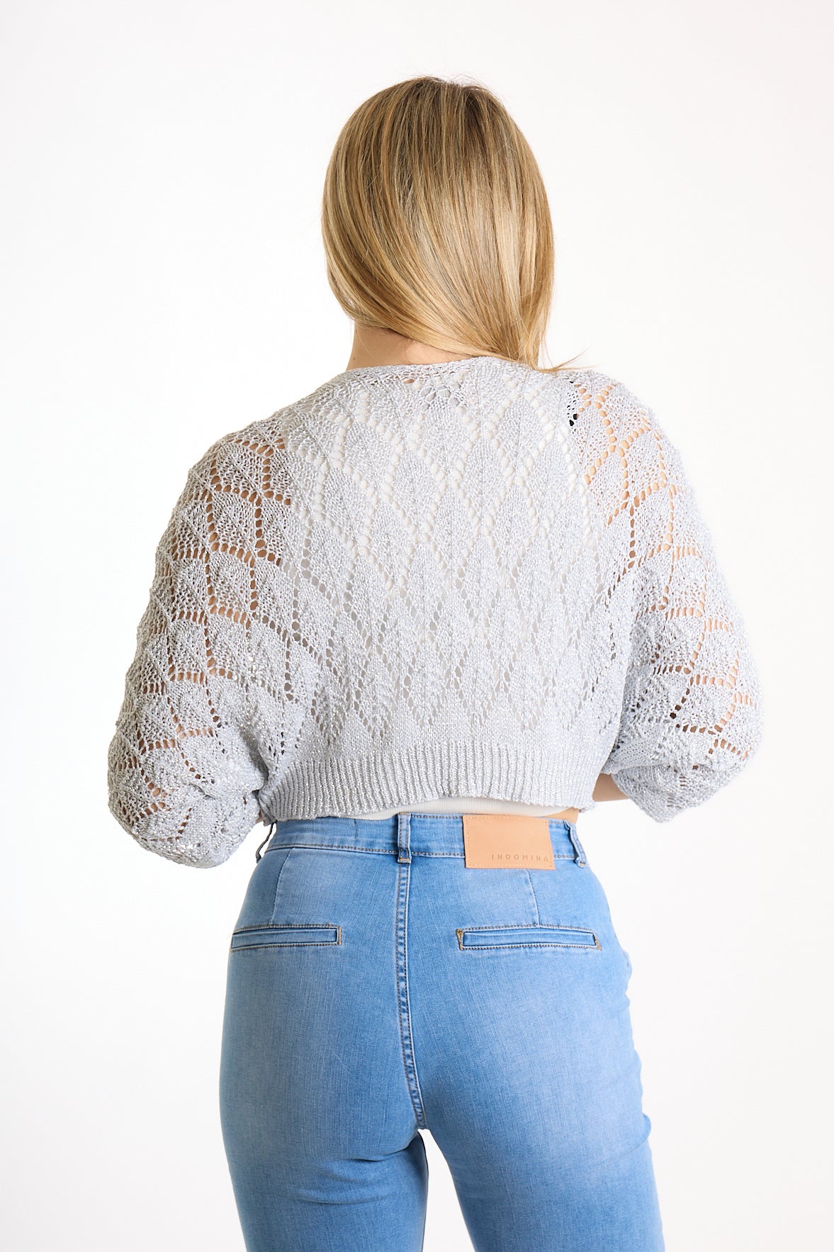 CARDIGAN CORTO LUREX|Colore:Bianco