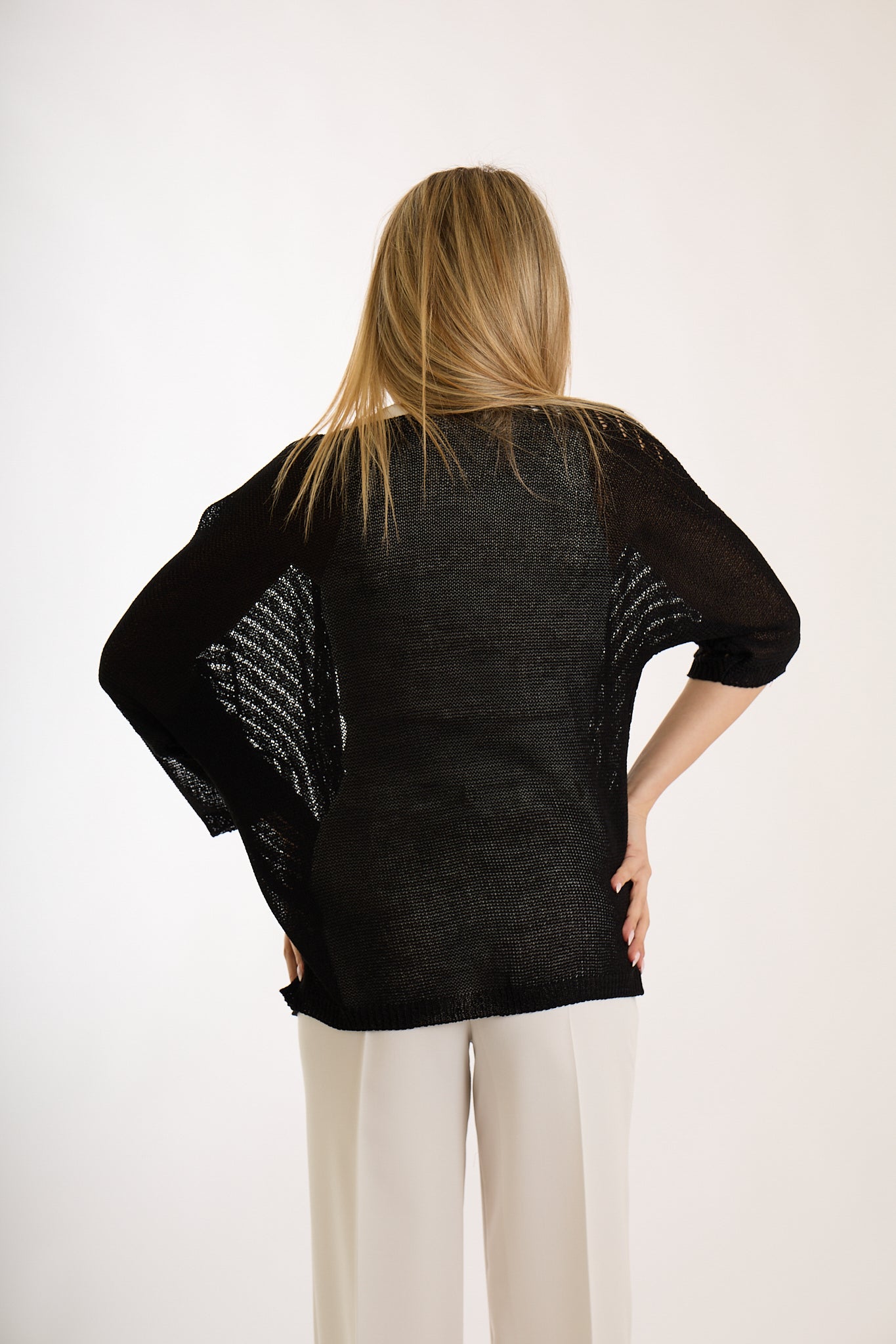 CARDIGAN TRAFORATO|Colore:Nero