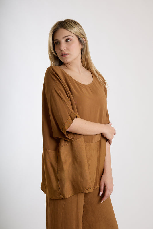 BLUSA BANDA RASO|Colore:Cioccolato