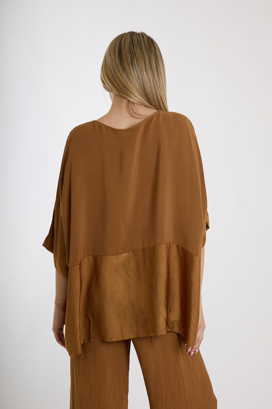 BLUSA BANDA RASO|Colore:Cioccolato
