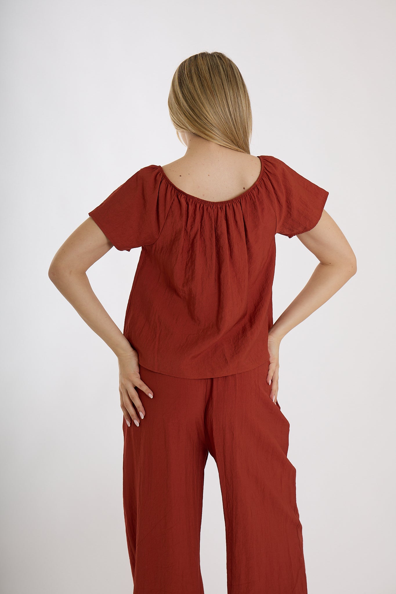 BLUSA CON BOTTONI FRONTALI|Colore:Terracotta