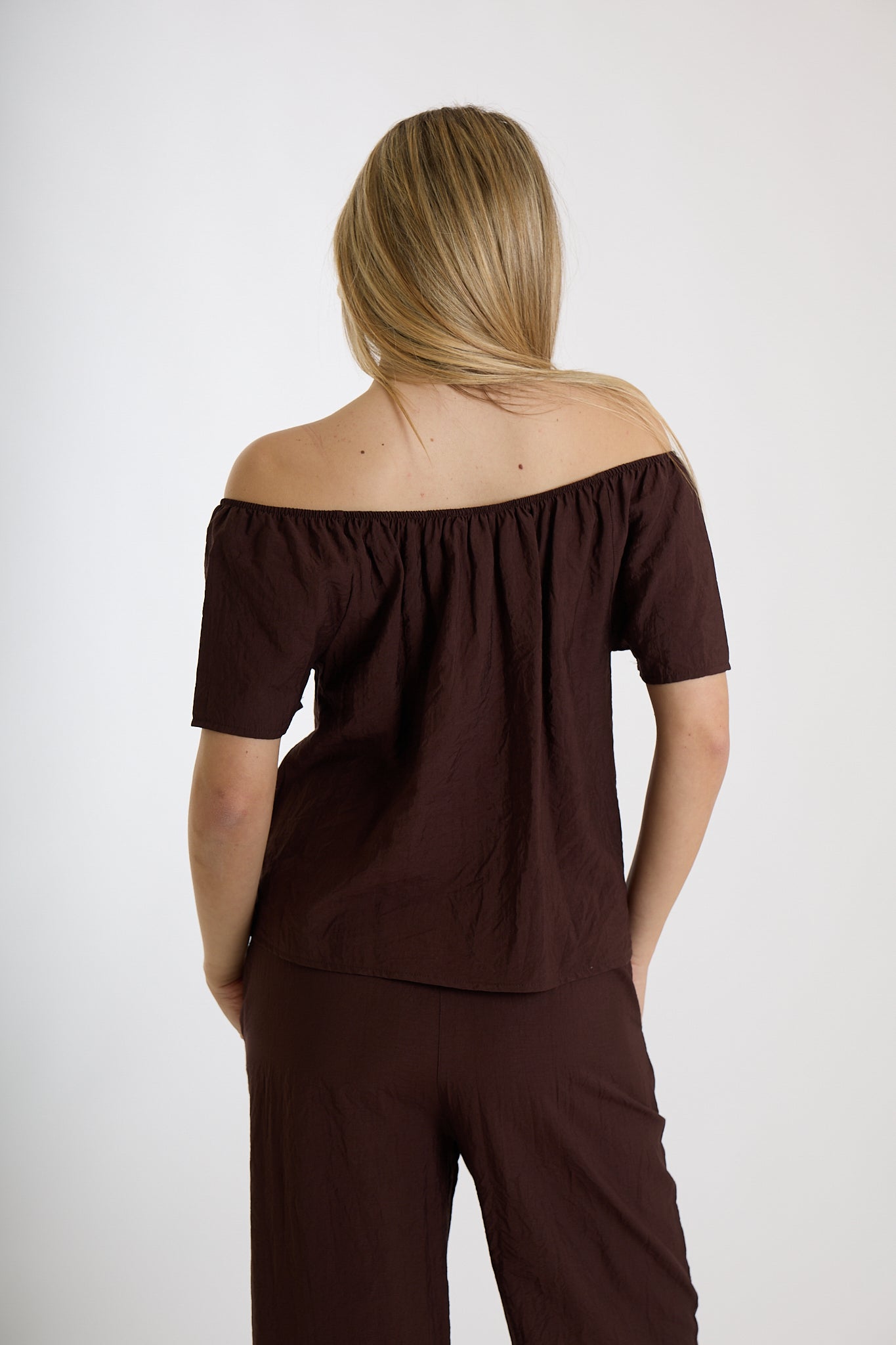 BLUSA CON BOTTONI FRONTALI|Colore:Cioccolato