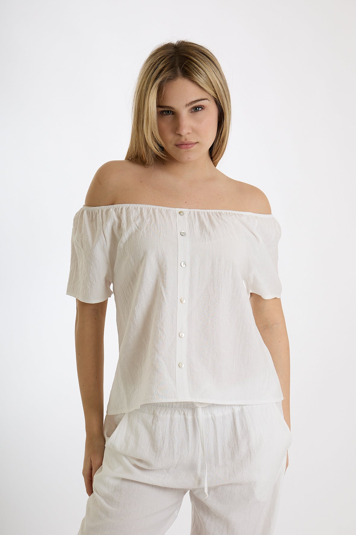 BLUSA CON BOTTONI FRONTALI|Colore:Bianco