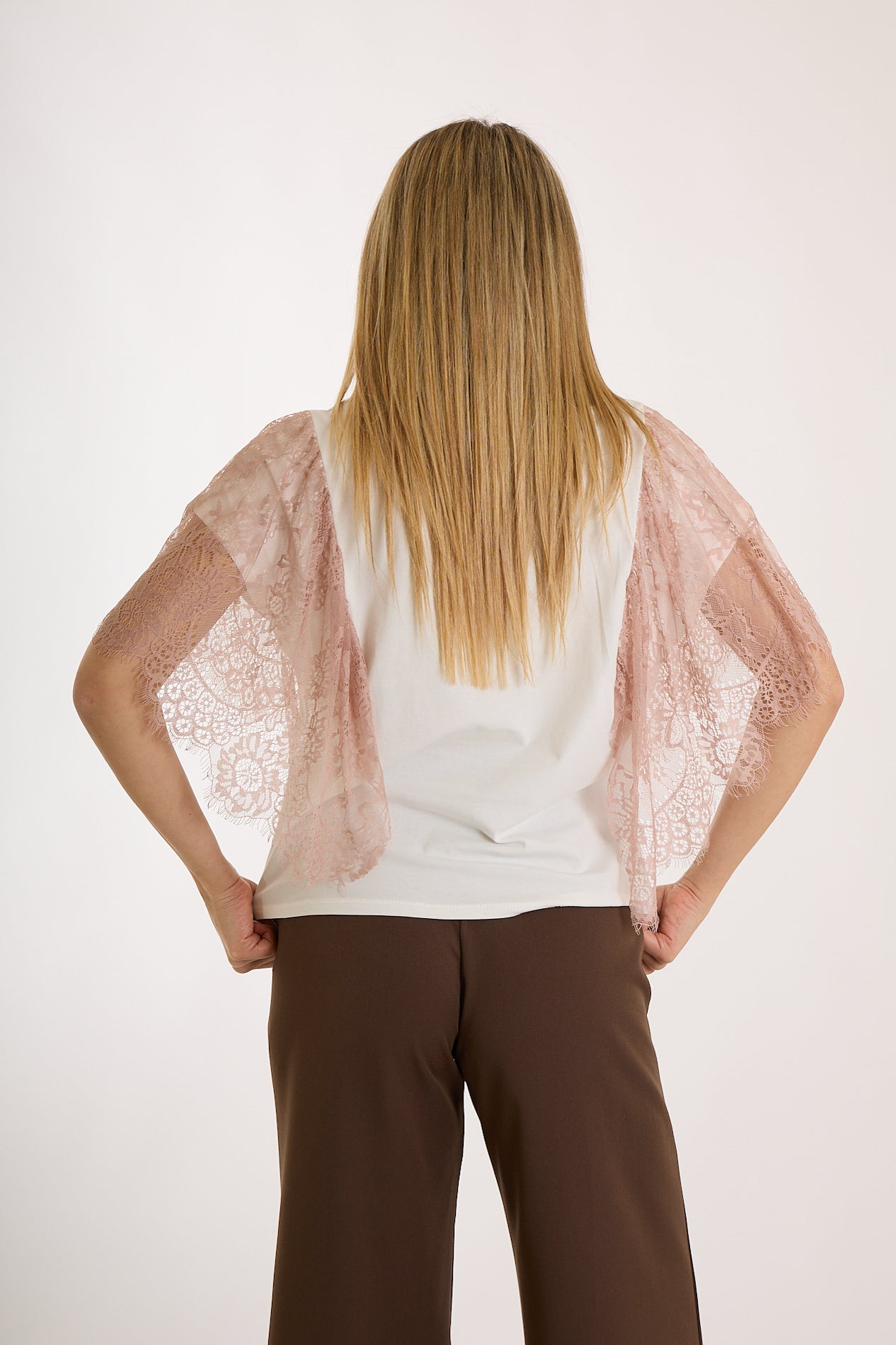 T-SHIRT MANICA TULLE|Colore:Rosa