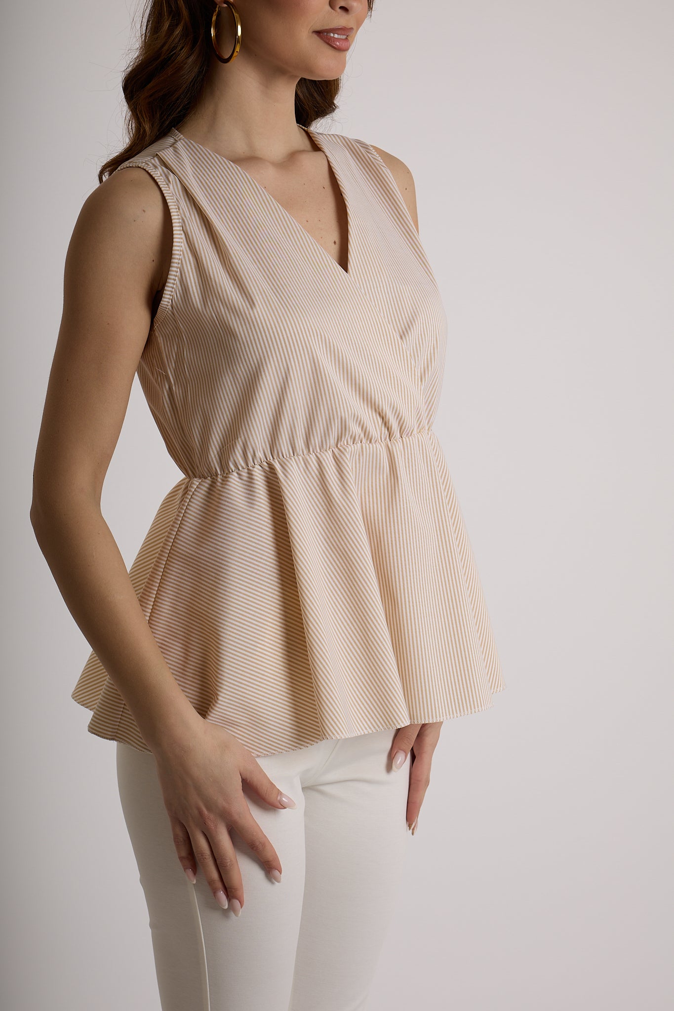 TOP INCROCIO RIGHE|Colore:Sabbia