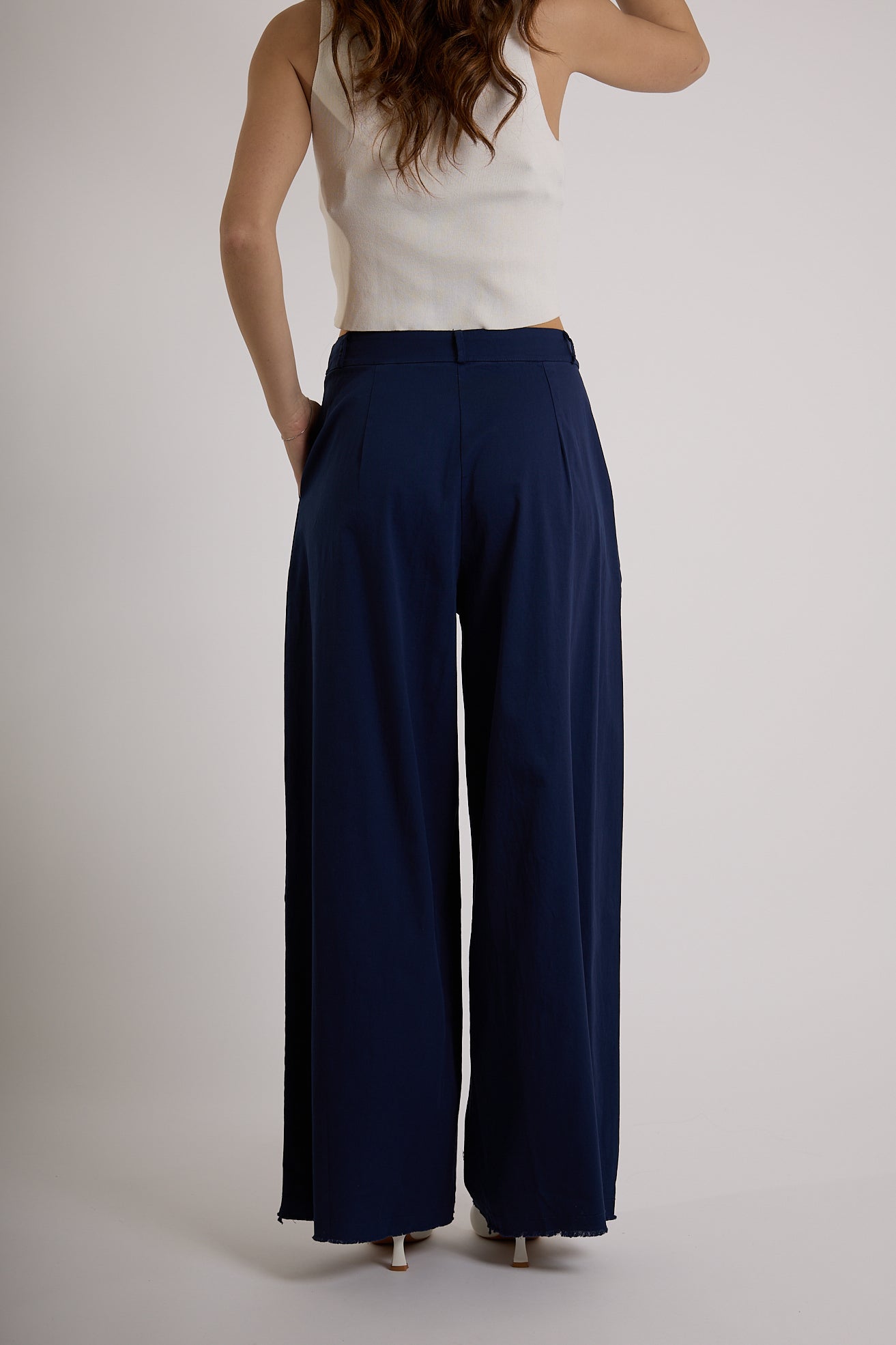 PANTALONE PALAZZO GAMBA AMPIA|Colore:Blu