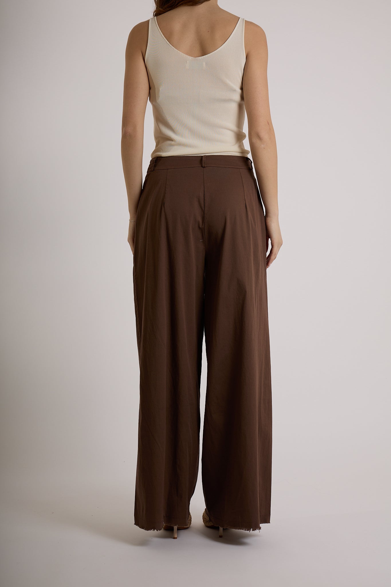 PANTALONE PALAZZO GAMBA AMPIA|Colore:Cioccolato