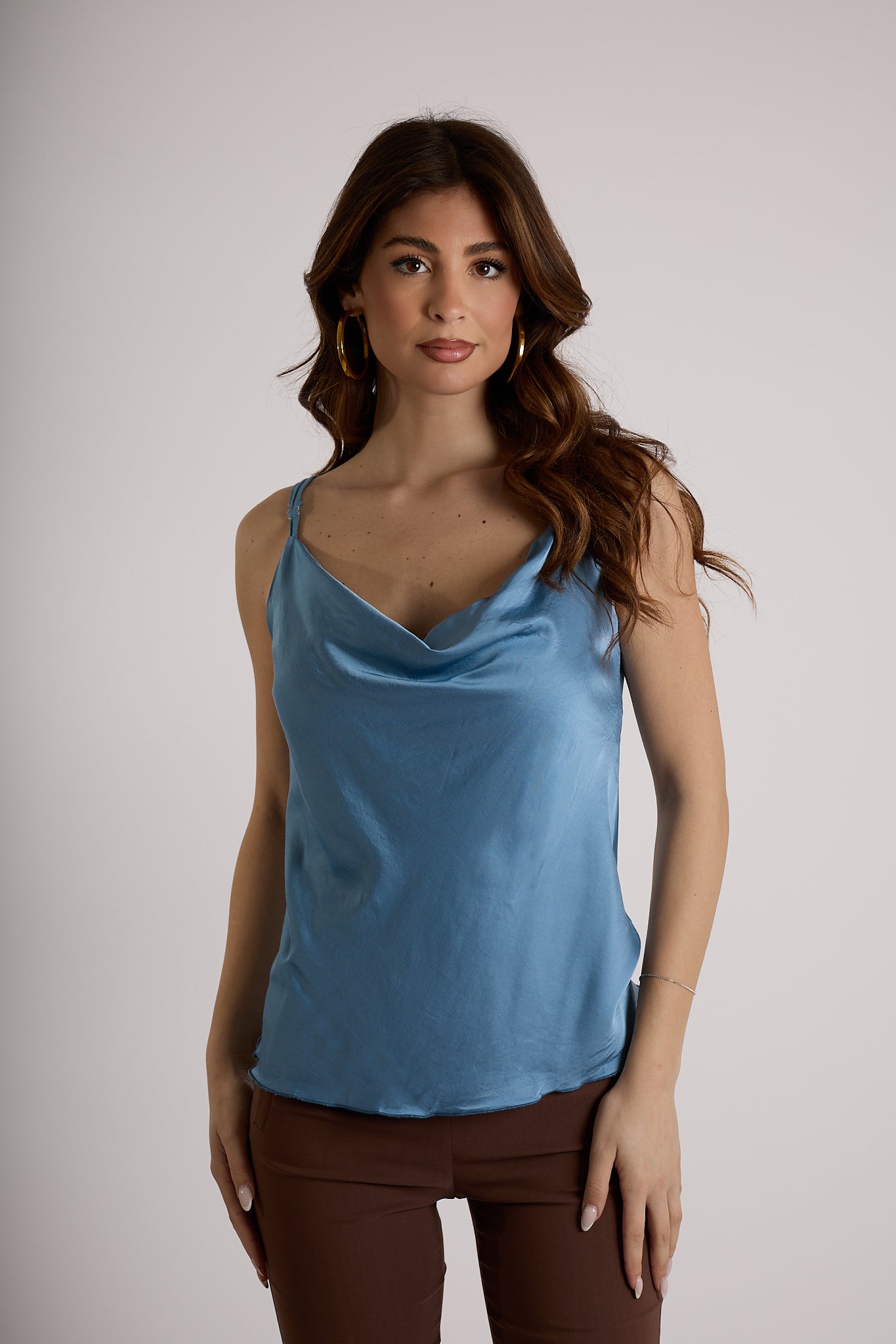 TOP SCOLLO GRONDA|Colore:Celeste