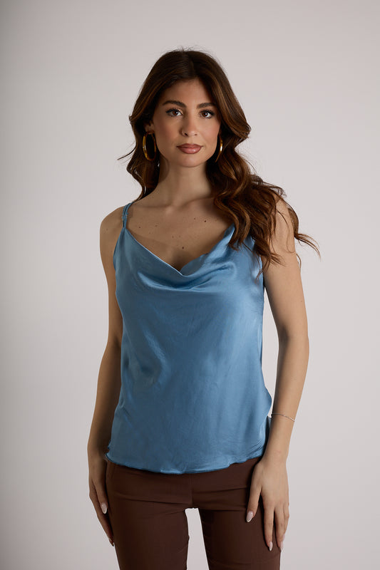 TOP SCOLLO GRONDA|Colore:Celeste