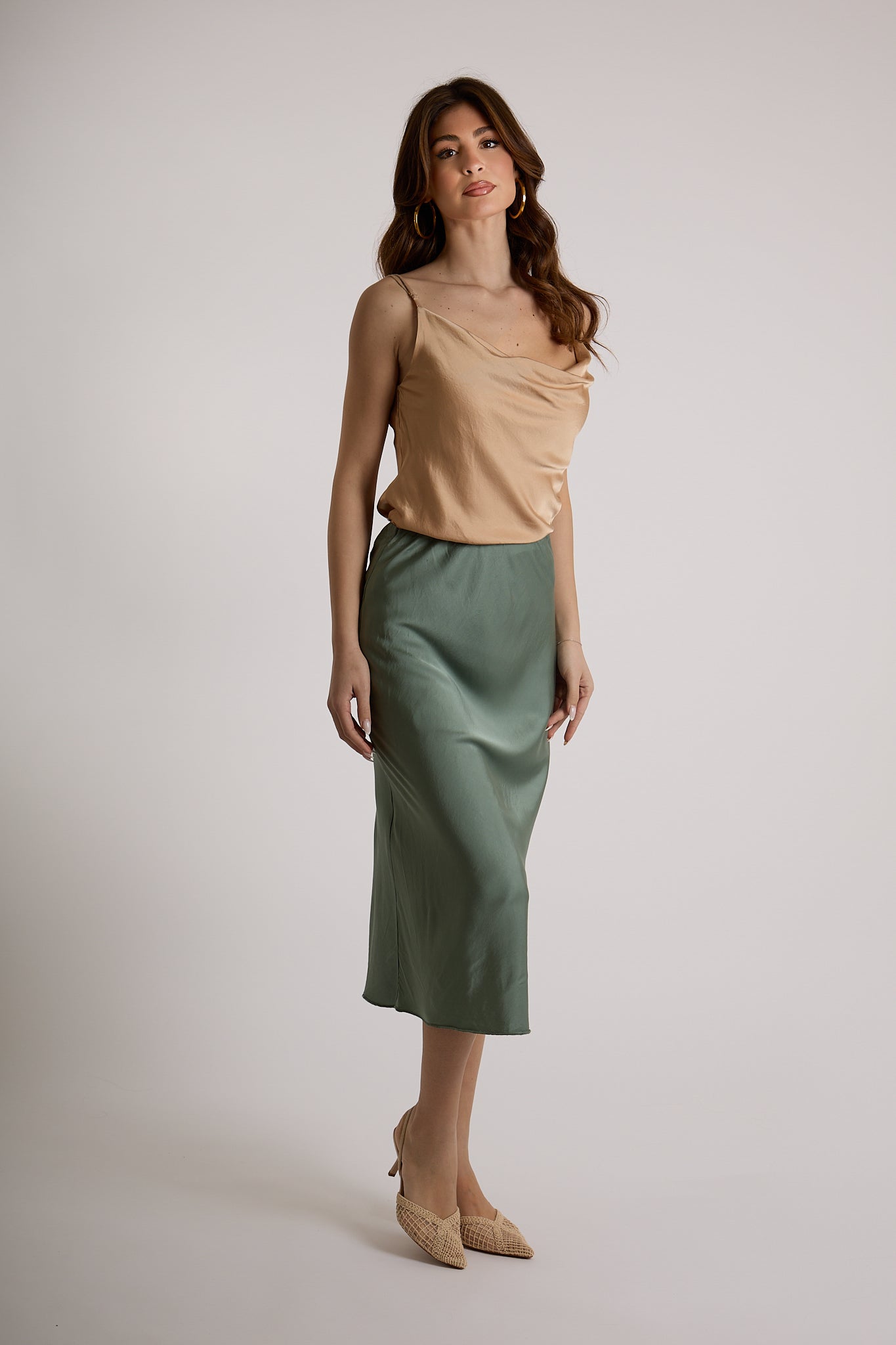 GONNA VISCOSA|Colore:Militare