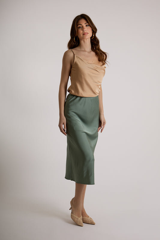 GONNA VISCOSA|Colore:Militare