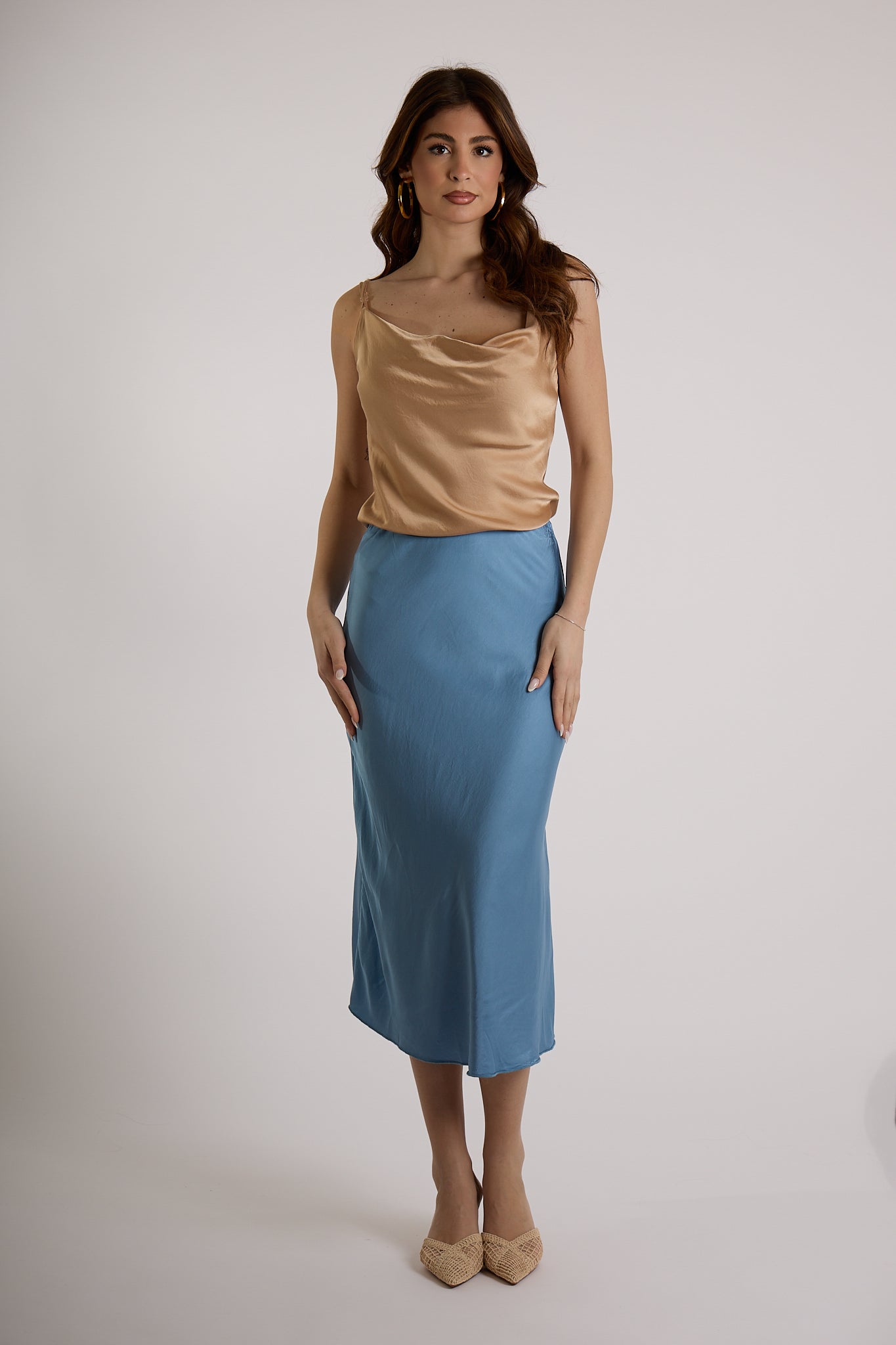 GONNA VISCOSA|Colore:Celeste