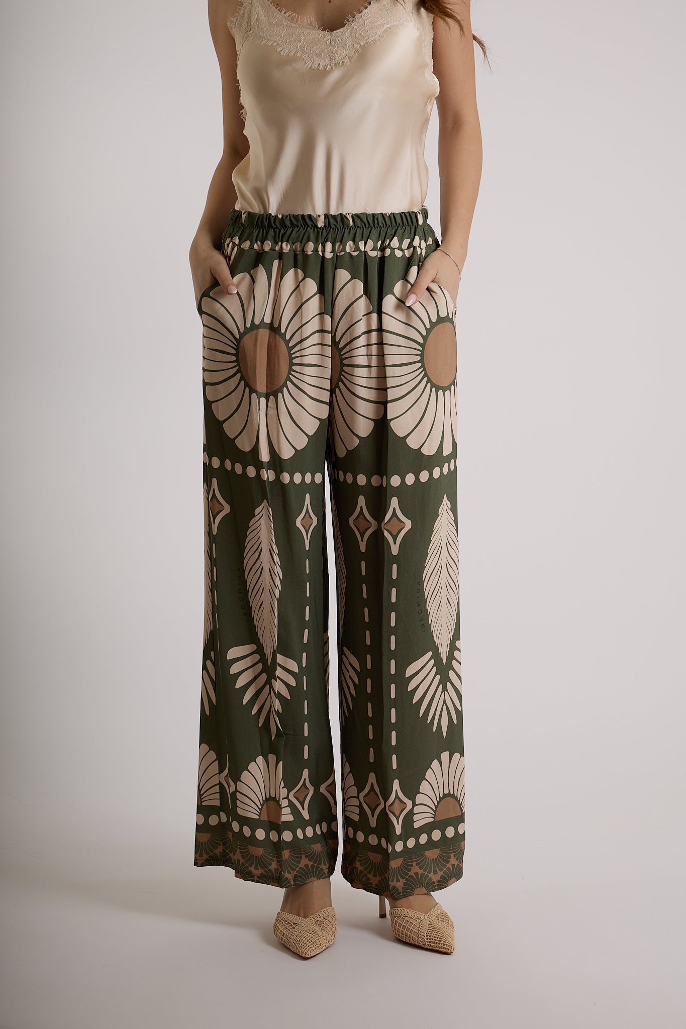 PANTALONE IN FANTASIA|Colore:Militare