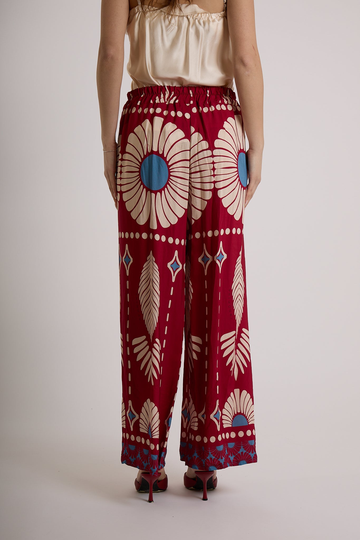 PANTALONE IN FANTASIA|Colore:Rosso india
