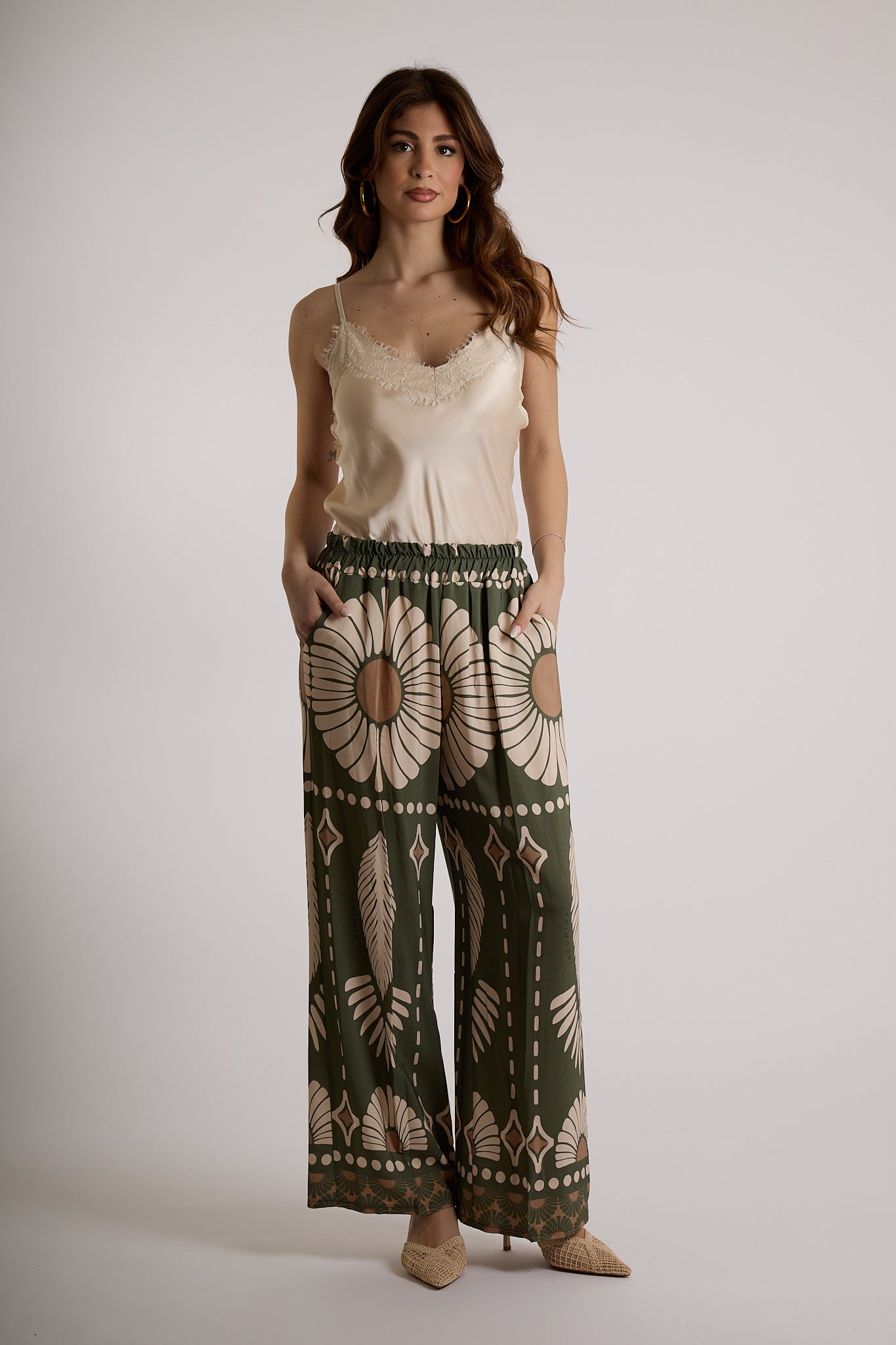 PANTALONE IN FANTASIA|Colore:Militare