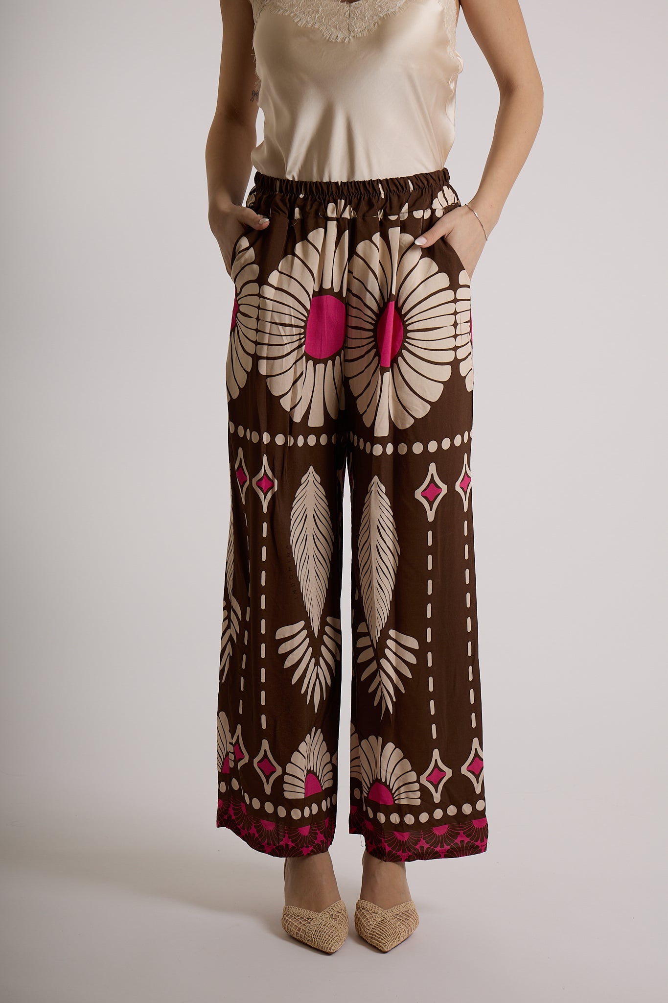 PANTALONE IN FANTASIA|Colore:Cioccolato