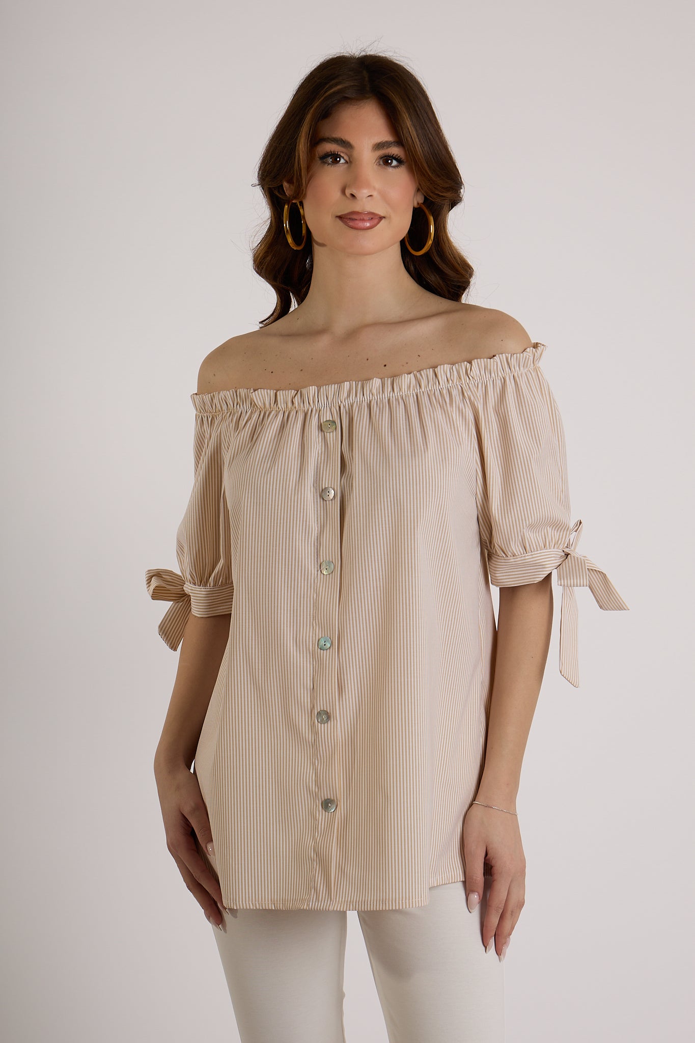 BLUSA RIGATA|Colore:Sabbia