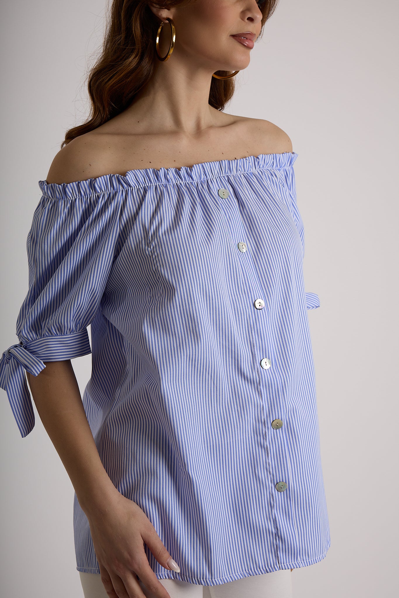 BLUSA RIGATA|Colore:Celeste