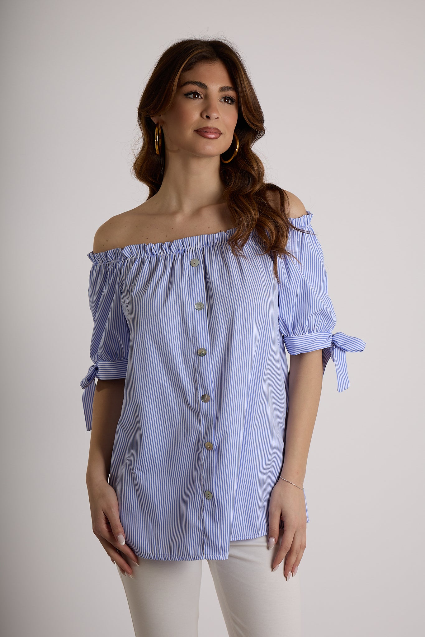 BLUSA RIGATA|Colore:Celeste