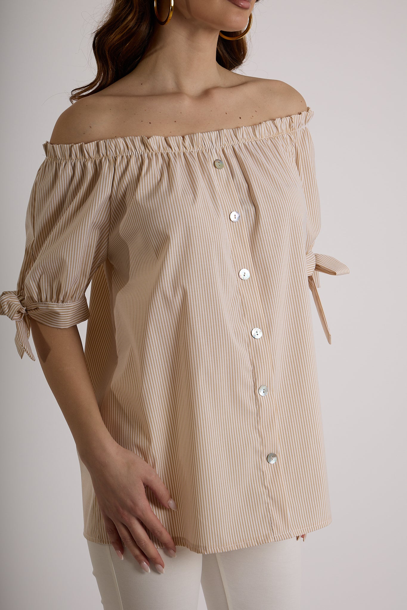 BLUSA RIGATA|Colore:Sabbia