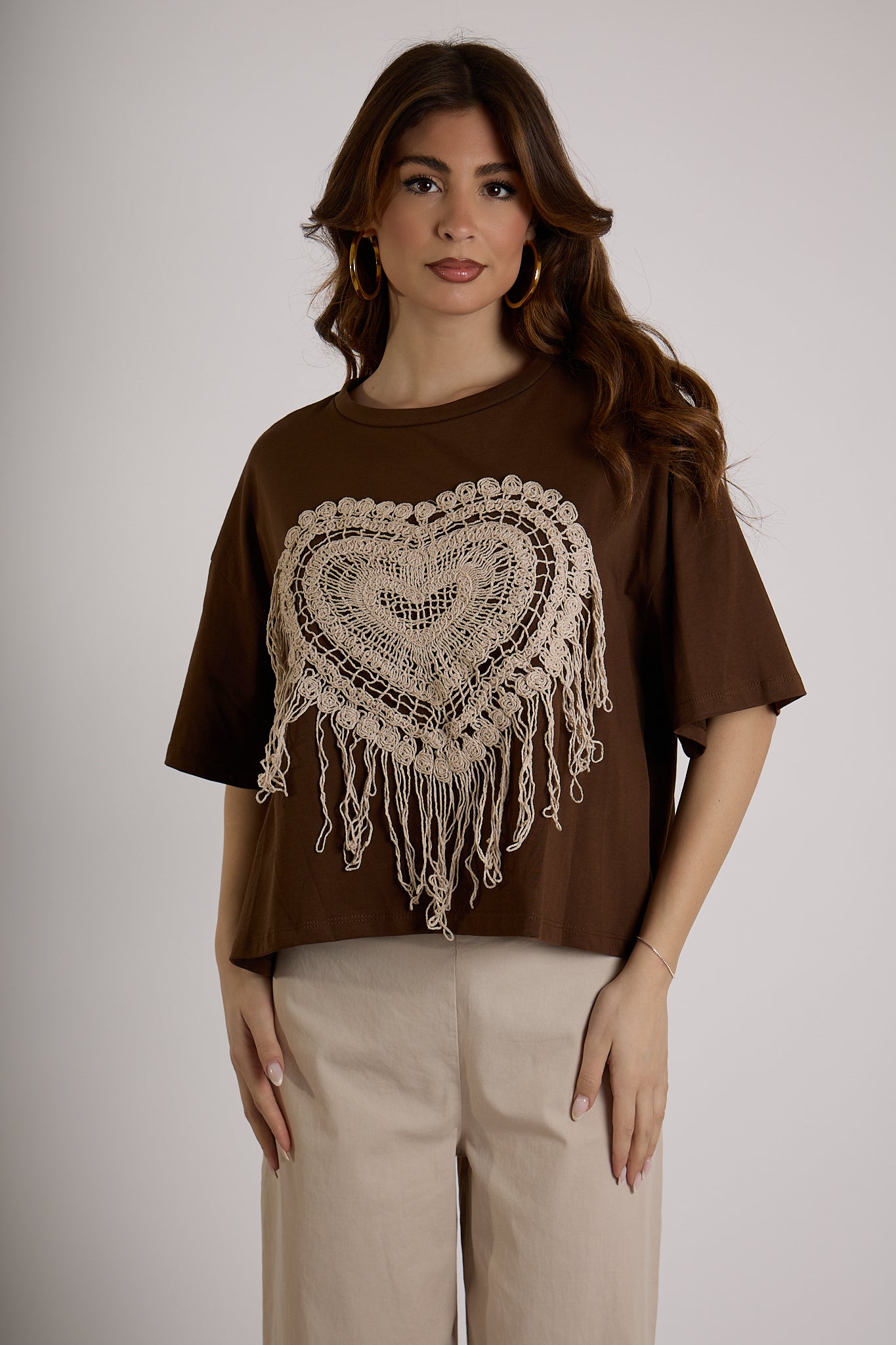 MAGLIA RICAMI |Colore:Cioccolato