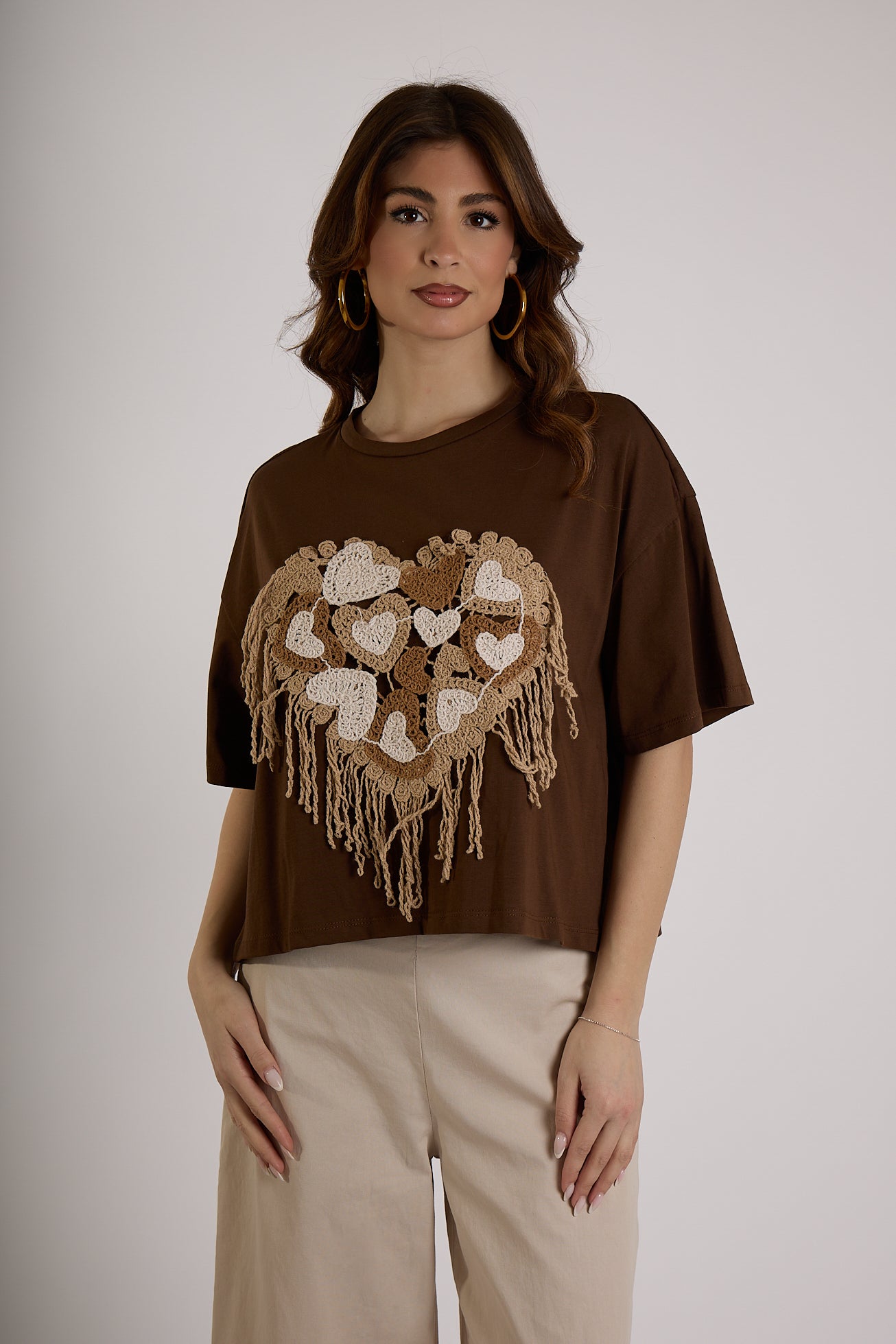 MAGLIA RICAMI|Colore:Cioccolato