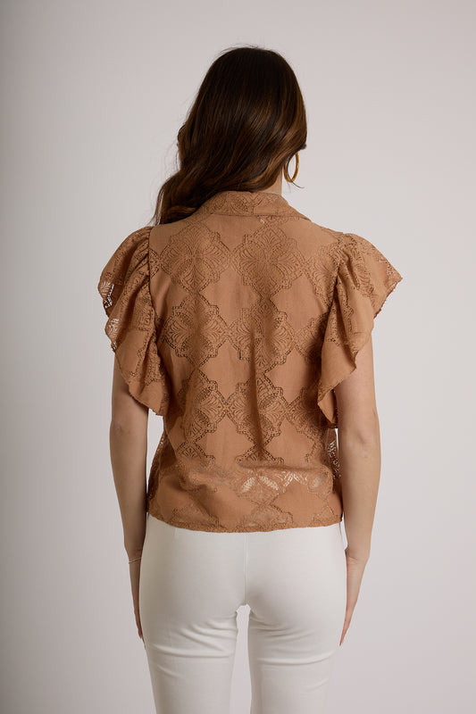 CAMICIA RICAMATA|Colore:Sabbia
