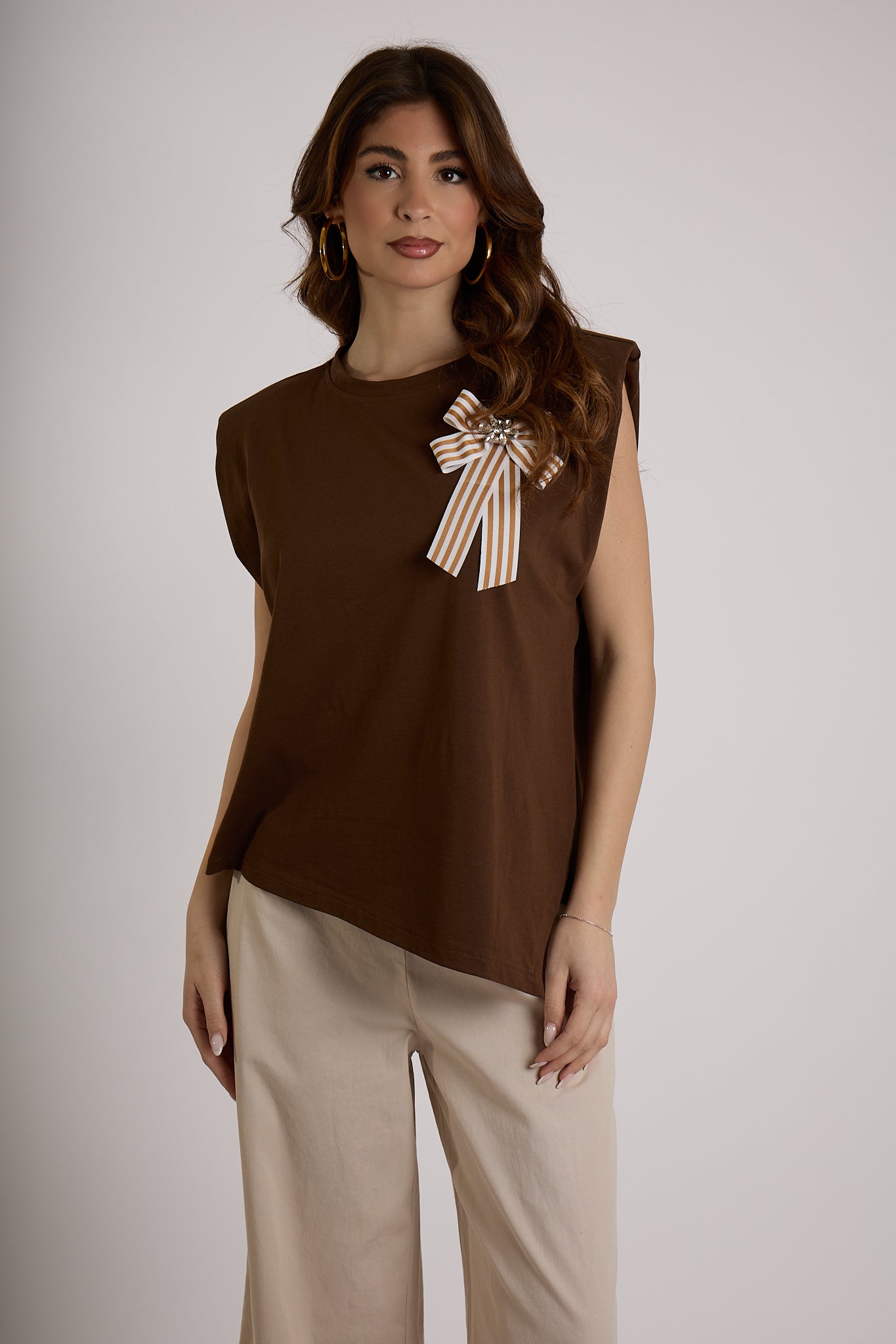 TOP SPILLA FIOCCO|Colore:Cioccolato