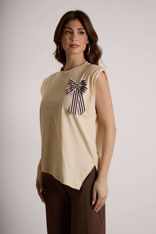 TOP SPILLA FIOCCO|Colore:Sabbia