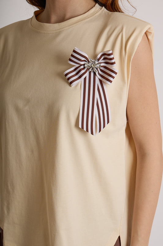TOP SPILLA FIOCCO|Colore:Sabbia