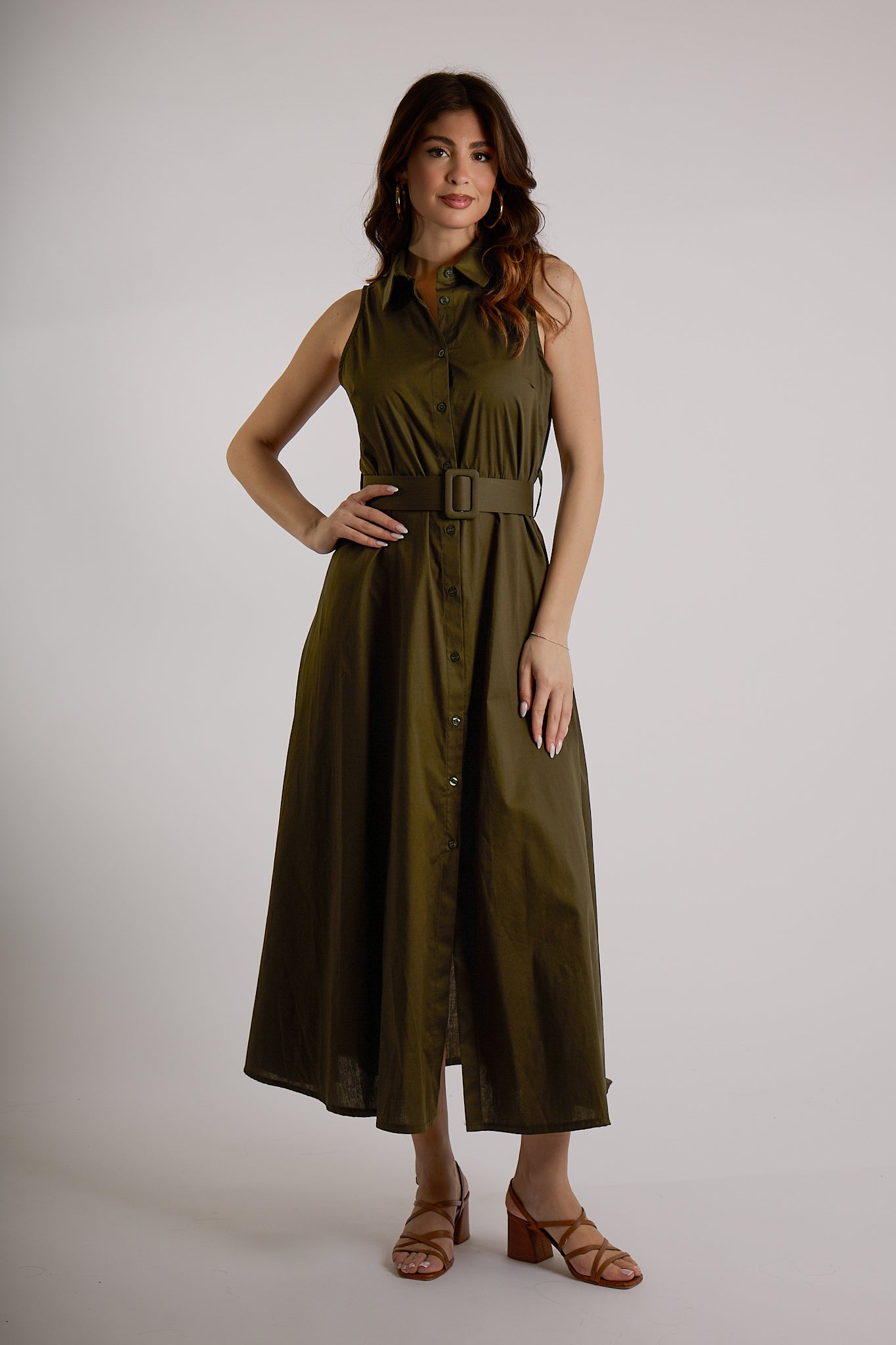 ABITO LUNGO CINTURA|Colore:Militare