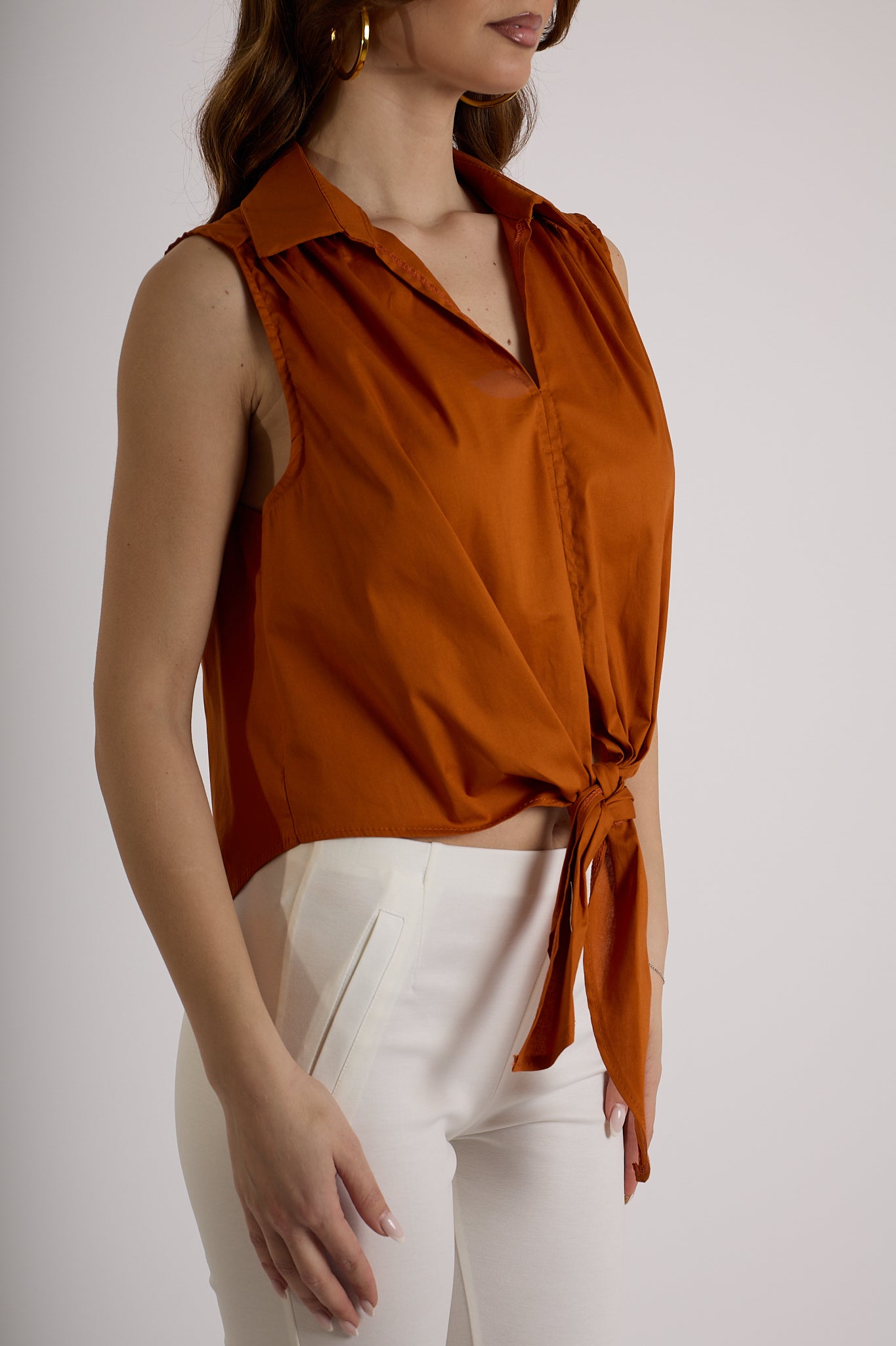 CAMICIA NODO SMANICATA|Colore:Terracotta