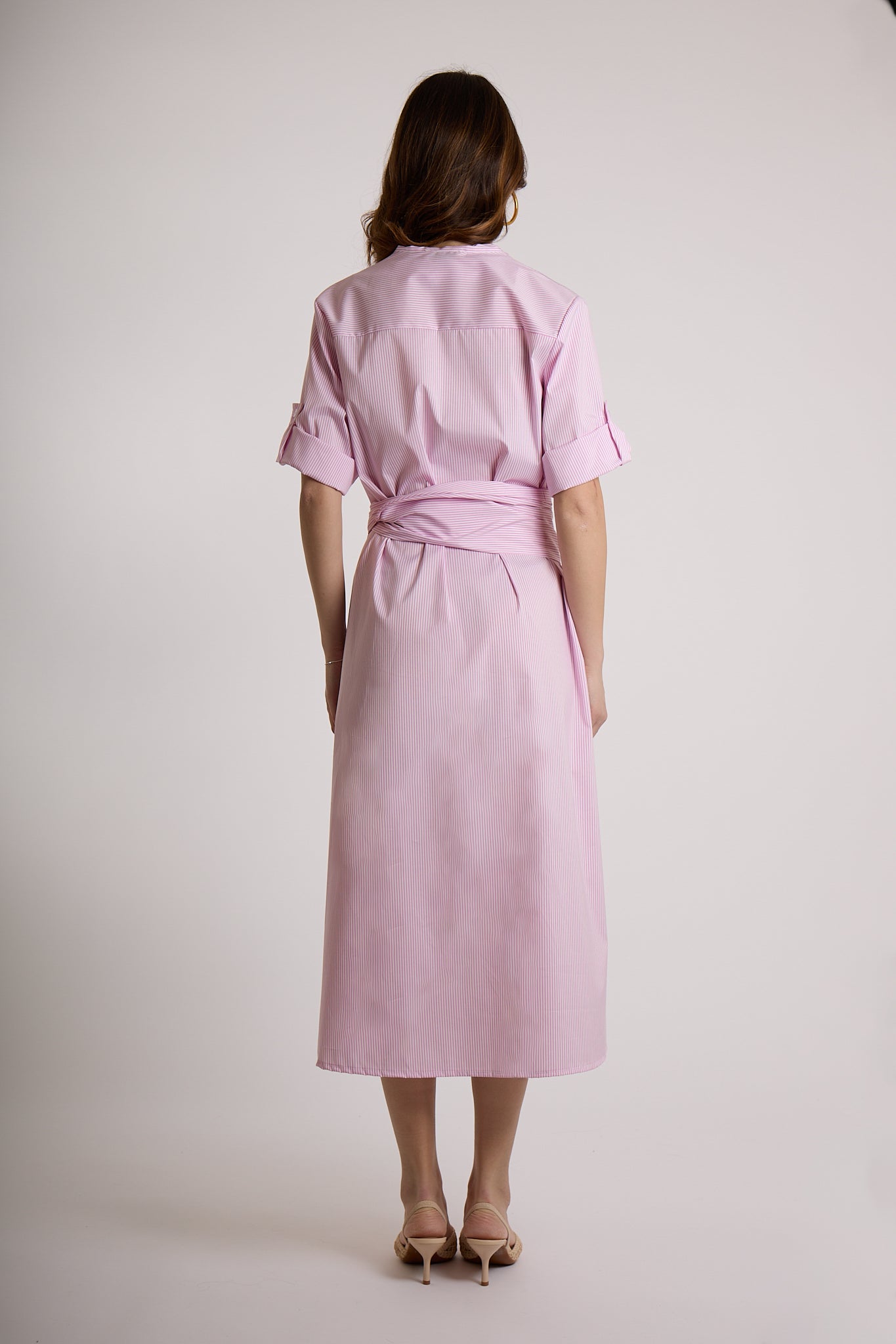 ABITO CON CINTURA IN COTONE|Colore:Rosa