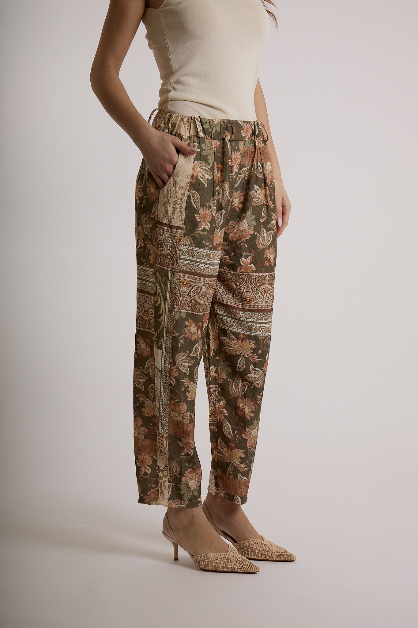 PANTALONE IN FANTASIA|Colore:Militare
