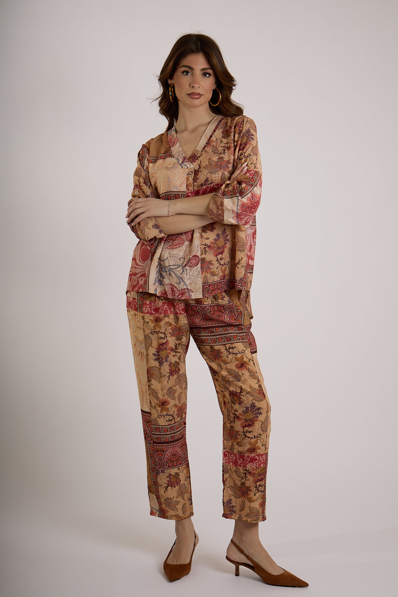 PANTALONE IN FANTASIA|Colore:Sabbia